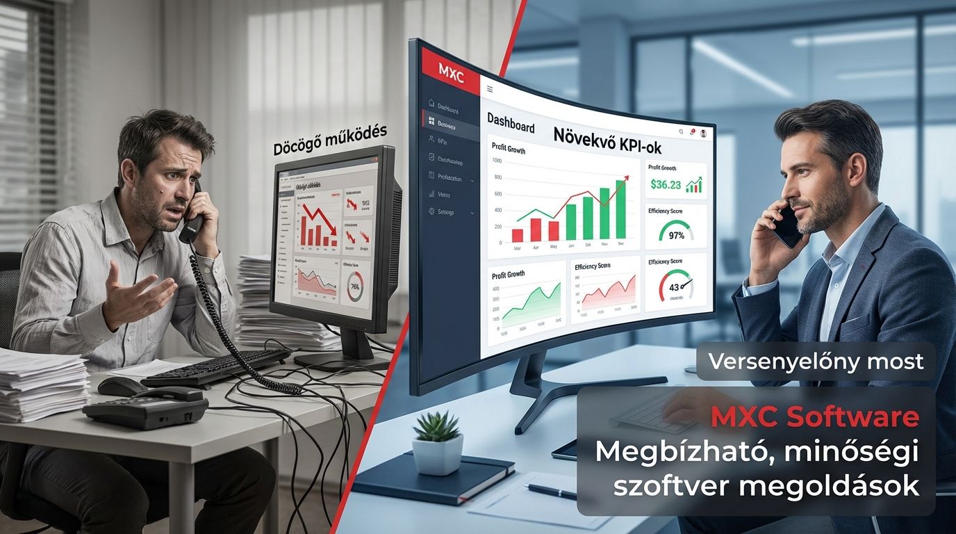 Üzleti dashboard javuló KPI-okkal egy automatizált rendszer bevezetése után