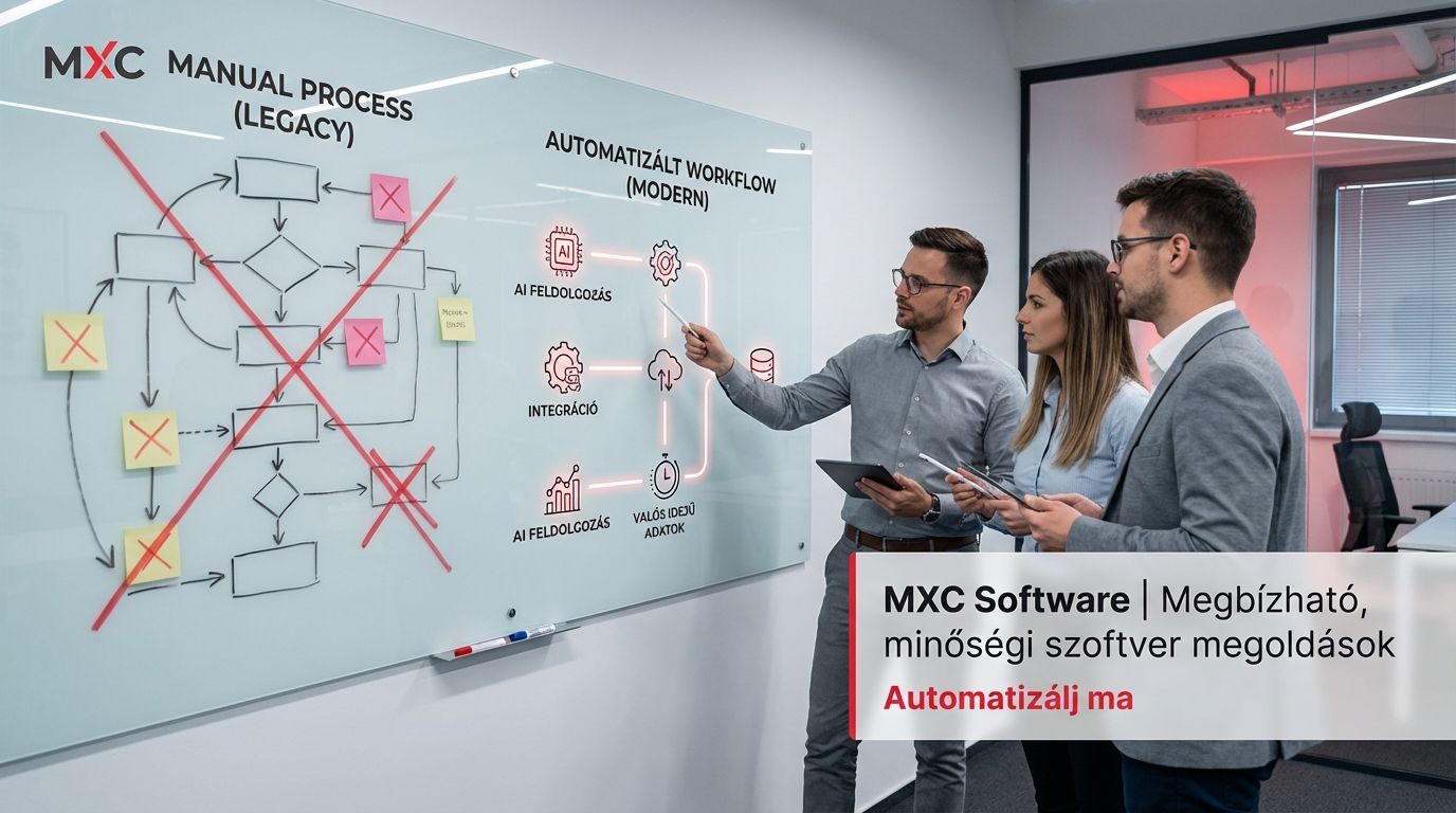 Manuális és automatizált adminisztrációs folyamat összehasonlítása egy whiteboardon