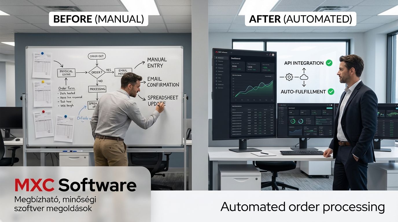 Manuális és automatizált rendelésfeldolgozási folyamat összehasonlítása egy webshopnál